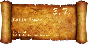 Balla Tomor névjegykártya